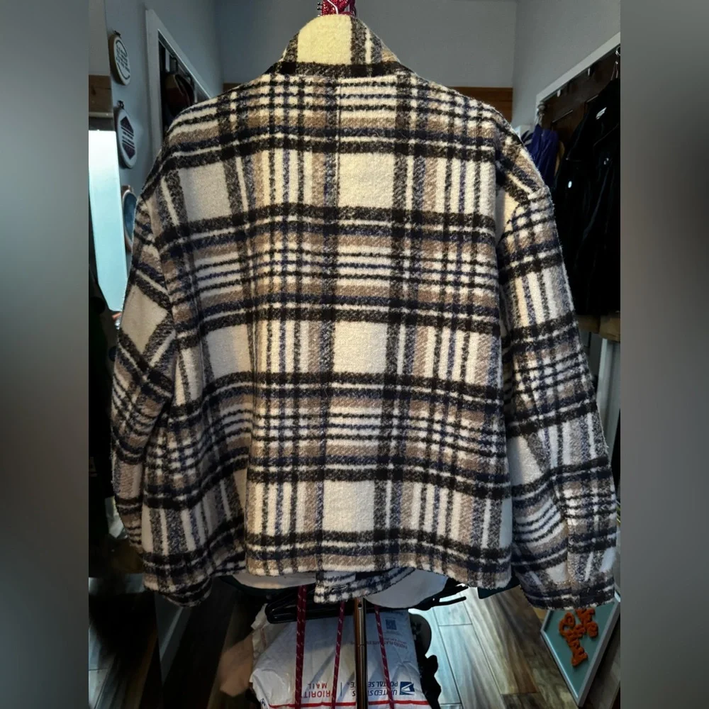Women’s Avec Les Filles cropped plaid wool jacket size XXL - Picture 2 of 5